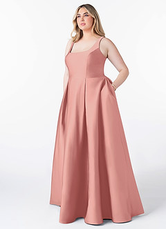 Azazie Neve Bridesmaid Dresses Rosette Ball-Gown with Pockets Stretch Satin Dress image7