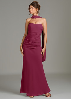 Azazie Whitley Bridesmaid Dresses Mulberry Mermaid Strapless Chiffon Dress image3
