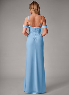 Azazie Haisley Bridesmaid Dresses Powder Blue Sheath Off the Shoulder Chiffon Convertible Dress image7