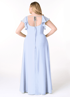Azazie Bondi Bridesmaid Dresses Ice A-Line Ruffled Chiffon Dress image8