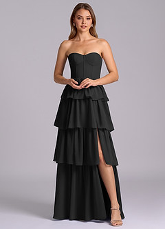 Azazie Faye Bridesmaid Dresses Black A-Line Sweetheart Neckline Chiffon Dress image6
