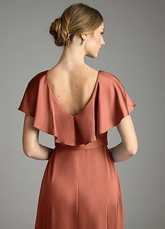 Azazie Lainey Vestidos de damas de honor Vestido de Arcilla de Satén Elástico de Corte en A con Con bolsillos image2