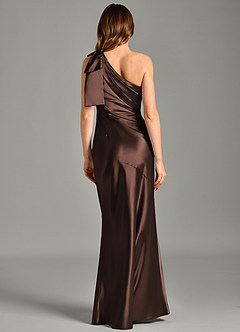 Azazie Yuanna Bridesmaid Dresses Ganache Mermaid One Shoulder Metallic Satin Dress image6