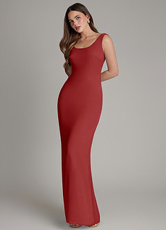 Azazie Hadley Brautjungfernkleider Meerjungfrau-Linie Plissee Chiffon Kleid Rost image3
