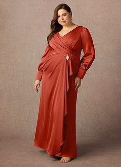 Azazie Petrina Klänningar till brudens mor Klä Sjöjungfru i Stretch Satin Plisserad Rost image3