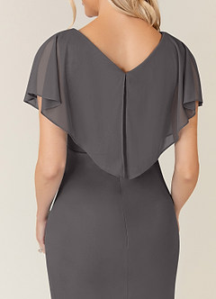Azazie Waverly Mother of the Bride Dresses Steel Grey Sheath Pleated Mesh Dress image7