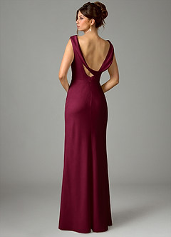 Azazie Kieryn Bridesmaid Dresses Burgundy Mermaid Pleated Stretch Satin Dress image6