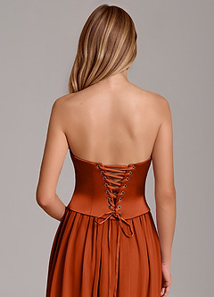 Azazie Cadence Bridesmaid Dresses Paprika A-Line Corset Stretch Satin Convertible Dress image6