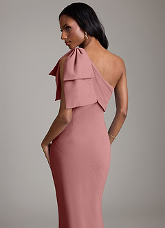 Azazie Yuanna Bridesmaid Dresses Desert Rose Mermaid One Shoulder Chiffon Dress image7