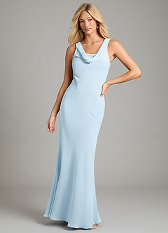 Azazie Rylina Bridesmaid Dresses Sky Blue Mermaid Pleated Chiffon Dress image1