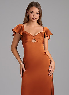 Azazie Demia 신부 들러리 드레스 쉬스 스윗하트 네크라인 스트레치 새틴 발목 길이 드레스 image7