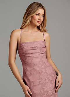Azazie Ola Bridesmaid Dresses Dusty Rose Mermaid Corset Floral Burnout Dress image7