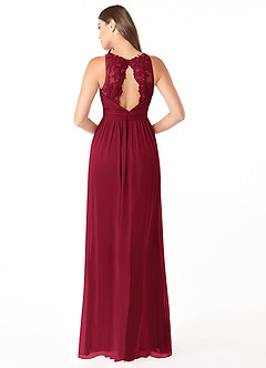 Azazie Luz Bridesmaid Dresses Burgundy A-Line Lace Chiffon Dress image2