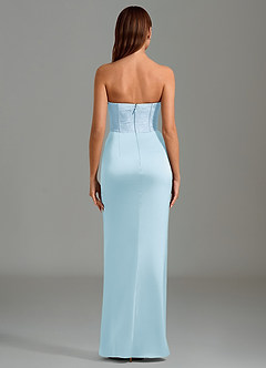 Azazie Emilia Robes de demoiselle d'honneur Robe Sirène en Satin extensible Sans bretelles Bleu Ciel image2