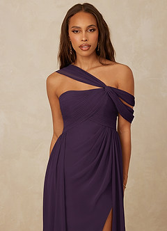 Christian Siriano Bridal for Azazie 1014 Bridesmaid Dresses Plum A-Line Off the Shoulder Chiffon Dress image6
