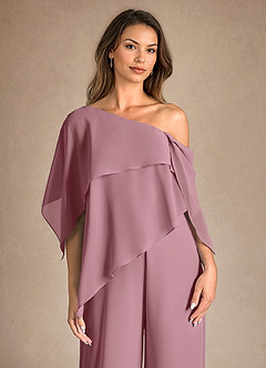 Azazie Halima Mother of the Bride Dresses Vintage Mauve Jumpsuit/Pantsuit Side Slit Chiffon Dress image8