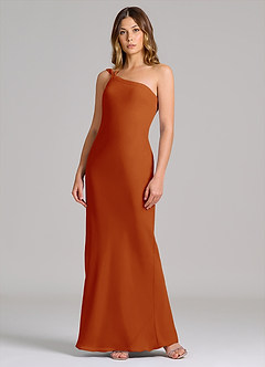 Azazie Monroe Brautjungfernkleider Etui One-Shoulder Chiffon Kleid Paprika image3