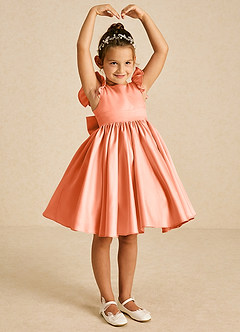 Azazie Tootsie Flower Girl Dresses Sunset A-Line Bow Matte Satin Dress image1