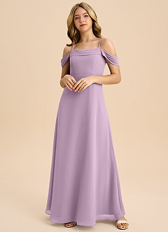 Azazie Anselie Junior Wisteria A-Line Off the Shoulder Chiffon Dress image3