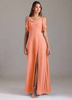 Azazie Darcia Bridesmaid Dresses Sunset A-Line Side Slit Chiffon Dress image3