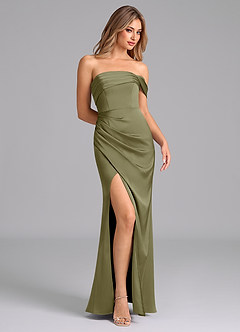 Azazie Lisbeth Bridesmaid Dresses Pistachio Mermaid Off the Shoulder Stretch Satin Convertible Dress image5