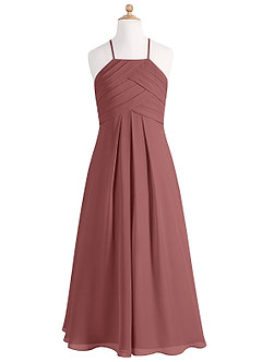 Azazie Ginger Junior Amethyst A-Line Pleated Chiffon Dress image7