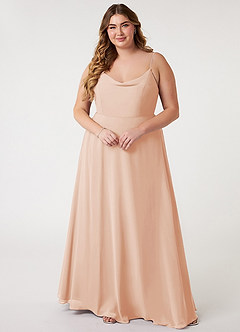 Azazie Daenerys Robes de demoiselle d'honneur Robe Trapèze en Mousseline de soie Col bénitier Rose Perle image8