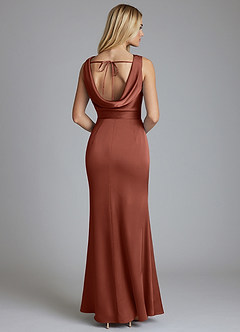 Azazie Tallie Bridesmaid Dresses Auburn Mermaid Pleated Stretch Satin Dress image6