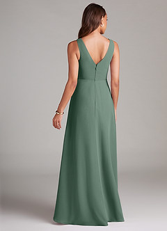 Azazie Nelly Bridesmaid Dresses Eucalyptus A-Line Pleated Chiffon Dress image5