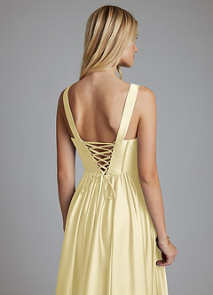 Azazie Delmie Brudtärnklänningar Klä av A-Linje i Stretch Satin Korsett Citronsorbet image3