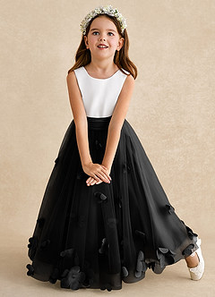 Azazie Vi Blumenmädchenkleider A-Linie ärmellos Tüll Kleid Schwarz image6