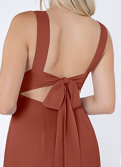 Azazie Christiana Bridesmaid Dresses Auburn A-Line V-Neck Pleated Chiffon Dress image6