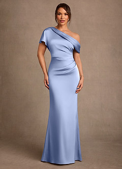 Azazie Rutha Suknie dla Matki Panny Młodej Osłona Jedno ramię Satyna elastyczna Długość podłogi Sukienka image1