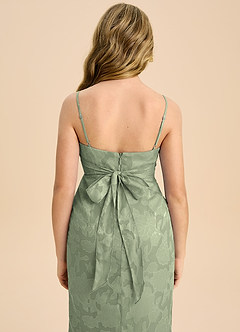 Azazie Mai Junior Agave Sheath Pleated Floral Burnout Dress image7