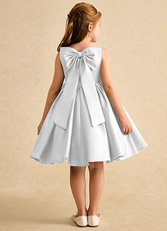 Azazie Jessie Flower Girl Dresses Diamond White A-Line Bow Matte Satin Dress image1