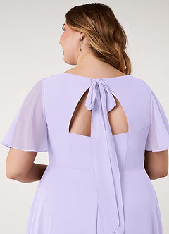 Azazie Kimber Vestidos de damas de honor Vestido de Lila de Gasa de Corte en A con Manga volante image14