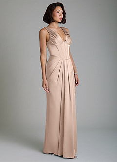 Azazie Vanya Bridesmaid Dresses English Rose Sheath Corset Stretch Satin Dress image6