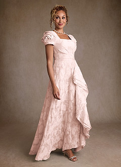 Azazie Hermina vestidos de madre de la novia Vestido de Jacquard Rosa Claro de Jacquard Floral de Corte en A con Plisado image3