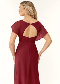 Azazie Rylee Bridesmaid Dresses Pomegranate A-Line Pleated Chiffon Dress image2