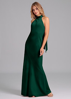 Azazie Velli Bridesmaid Dresses Emerald Mermaid High Neck Velvet Dress image5