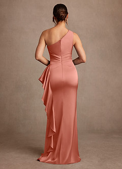 Azazie Yvette 신부의 어머니 드레스 쉬스 원 숄더 스트레치 새틴 플로어 길이 드레스 image2