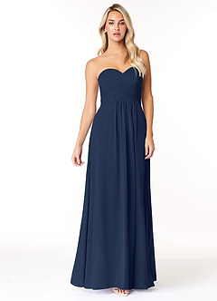 Azazie Yazmin Bridesmaid Dresses Dark Navy A-Line Sweetheart Neckline Chiffon Convertible Dress image4