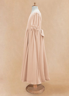 Azazie Joss Flower Girl Dresses English Rose A-Line with Sleeves Chiffon Dress image7