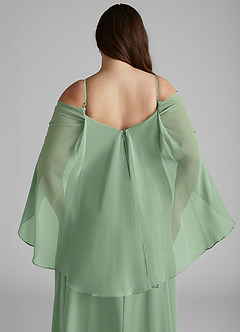 Azazie Cienna Robes de demoiselle d'honneur Robe Trapèze en Mousseline de soie Épaule décolletée Matcha image12