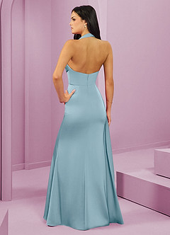 Barbie ♥ Azazie Suknie dla druhen Dopasowana sukienka typu syrenka z elastycznej satyny z plisowanym halterem image7