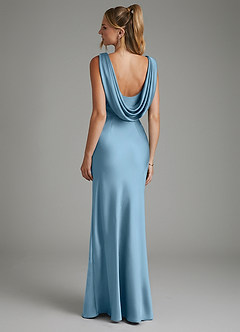 Azazie Elena Bridesmaid Dresses Steel Blue Mermaid Pleated Stretch Satin Dress image2