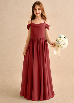 Azazie Shia Girls Formal Sukienki dla dziewczynek sypiących kwiaty Linia A Zza ramienia Szyfon Długość podłogi Sukienka image4