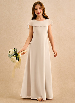 Azazie Kittie Girls Formal Flower Girl Klänningar Klä A-Line i Chiffong image1