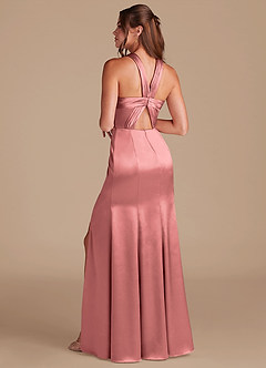 Azazie Rue Robes de demoiselle d'honneur Robe Fourreau en Satiné métallisé Plissée Rosette image7
