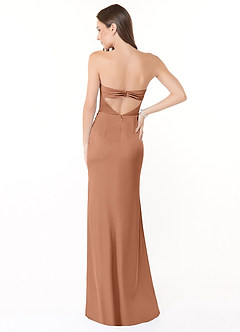 Azazie Leonis Bridesmaid Dresses Bronzer Mermaid Pleated Stretch Satin Convertible Dress image5